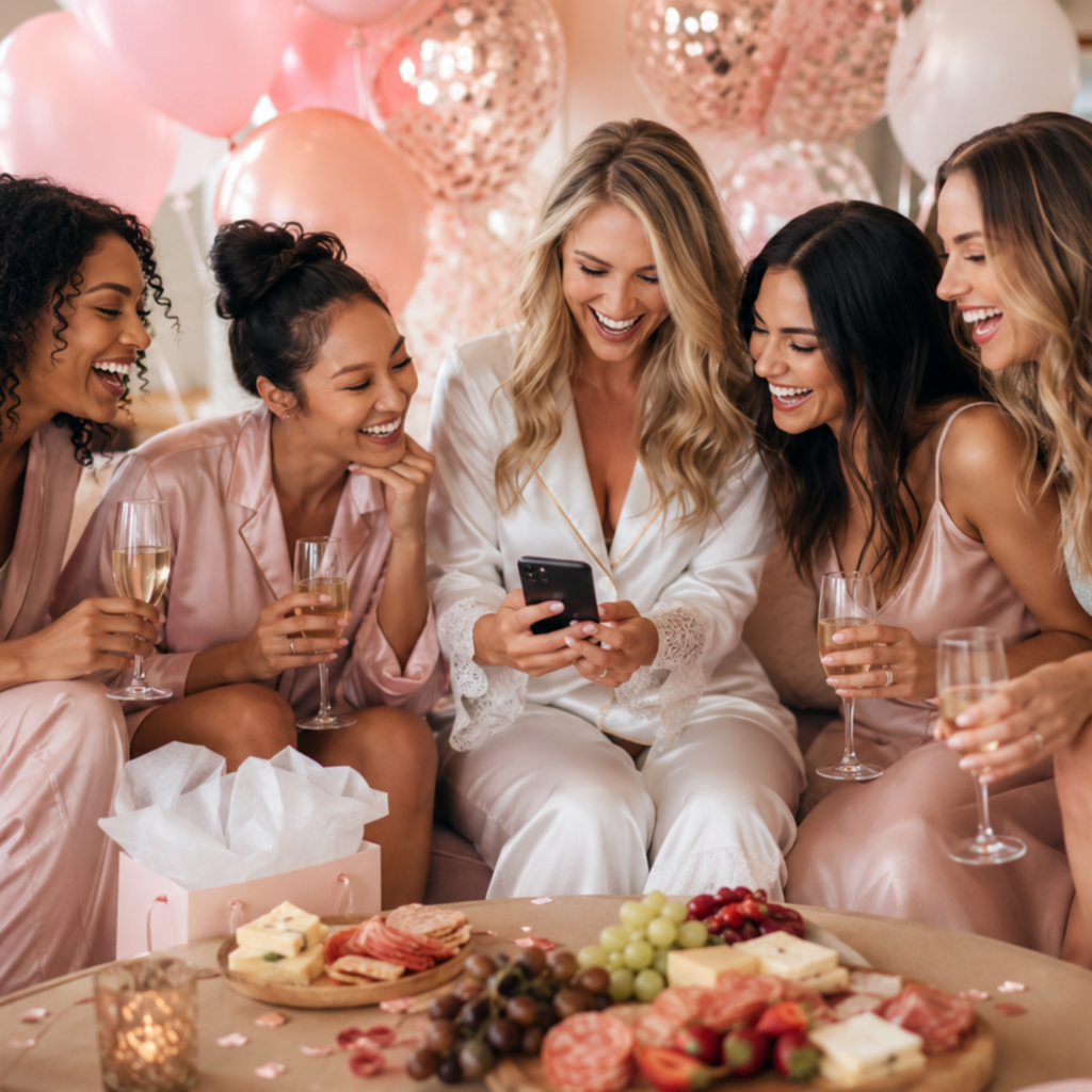 Bachelorette party group chat names shared by a bride and friends while celebrating together.