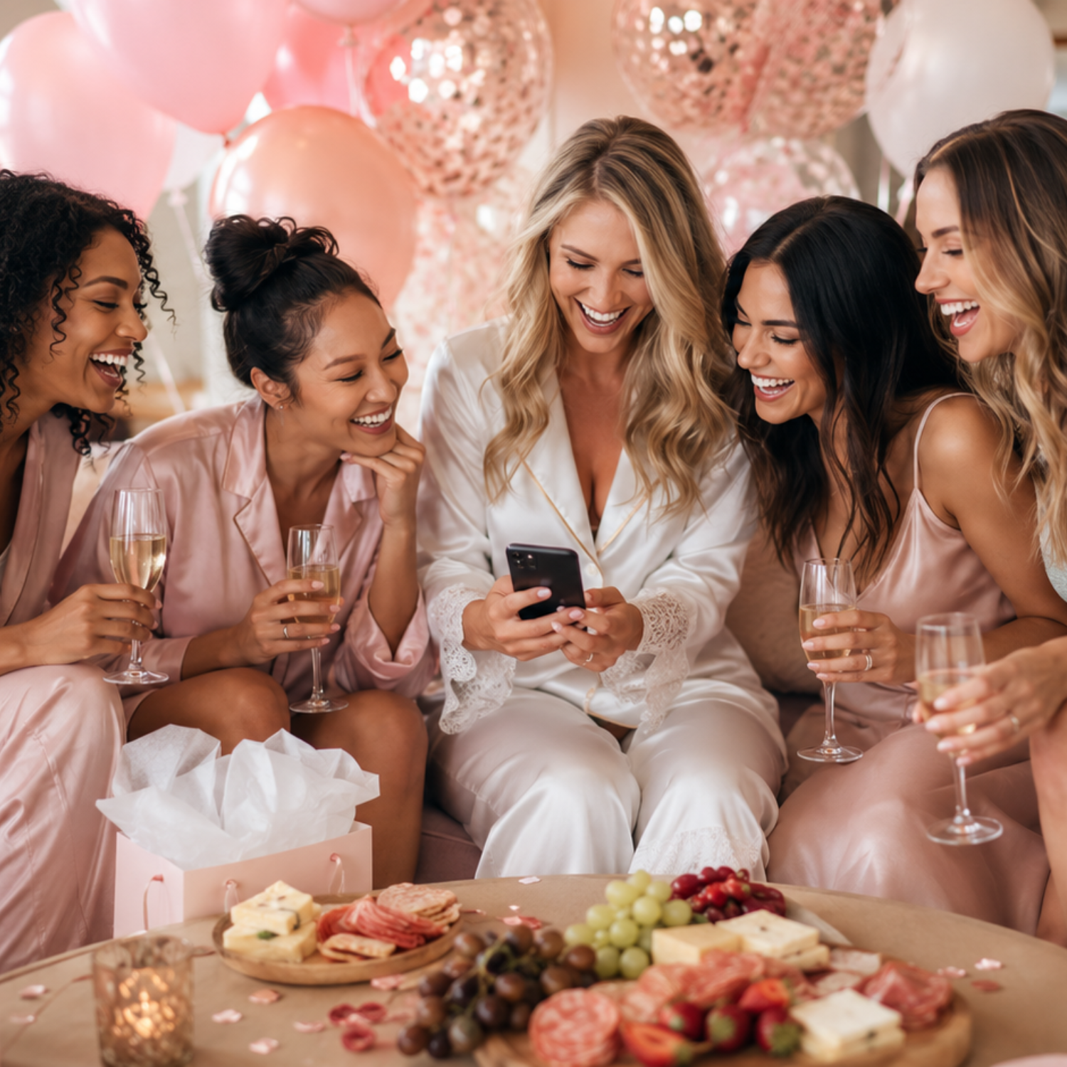 Bachelorette party group chat names shared by a bride and friends while celebrating together.